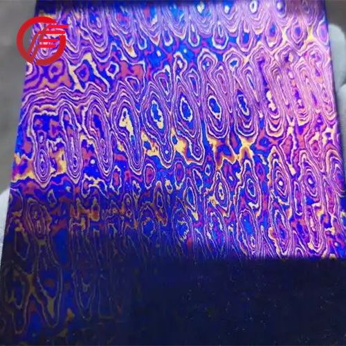 Multi-layer Color Titanium Damascus Plate Hand Forge For Crafting